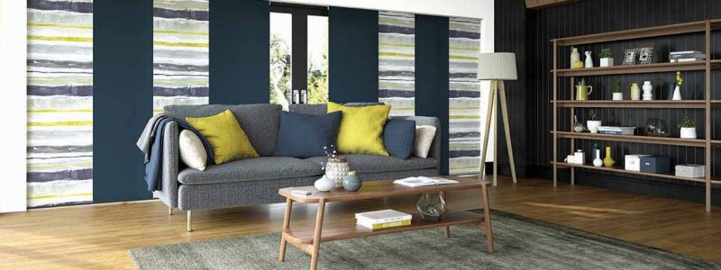 Louvolite panel blinds in modern living room